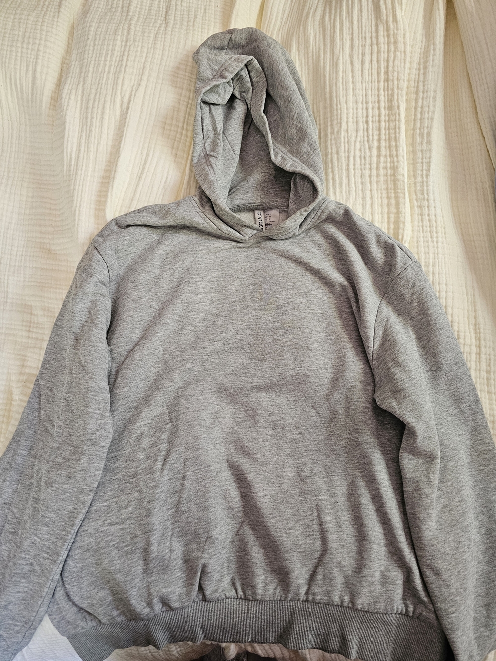 H&M Grey Hooded Sweatshirt - Lightweight Pullover